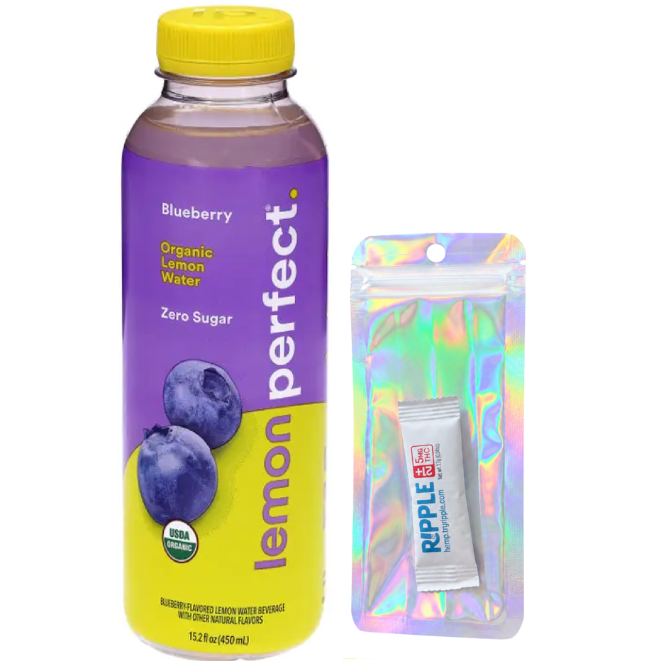 Lemon Perfect Organic Lemon Water + 5MG THC Drink Mix NO SUGAR / Blueberry + Sugar Free Ripple